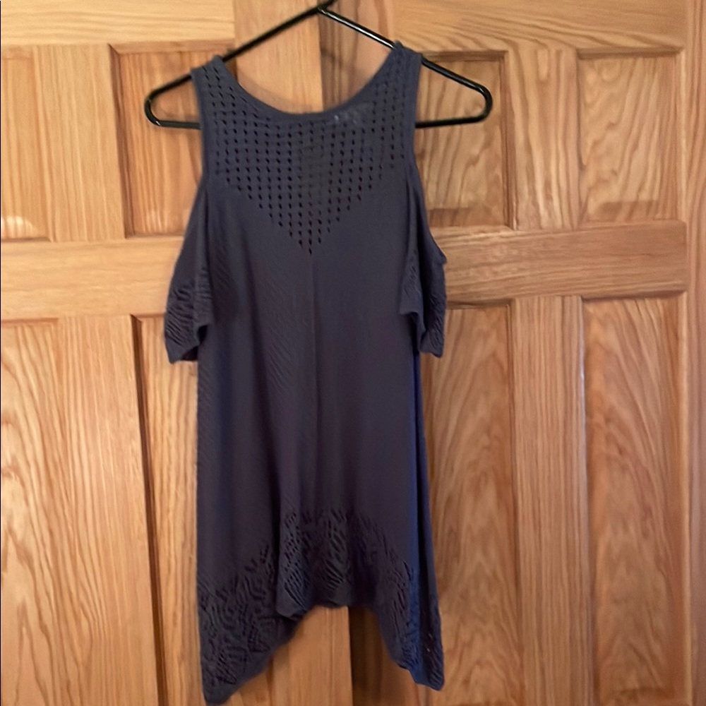 LC Lauren Conrad Blue Cold Shoulder Top